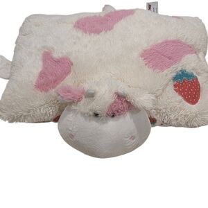 Original Pillow Pet Strawberry Cow Pink White Scented Versatile Stuffed Animal